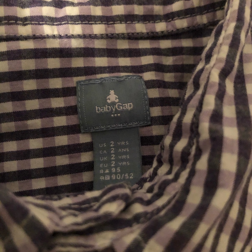 Baby gap matching outfit purple button up & khakis - Picture 2 of 8